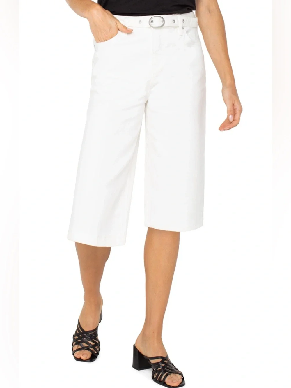 NWT $98 Liverpool Los Angeles Yacht Pant w/ Self Belt – Bone White